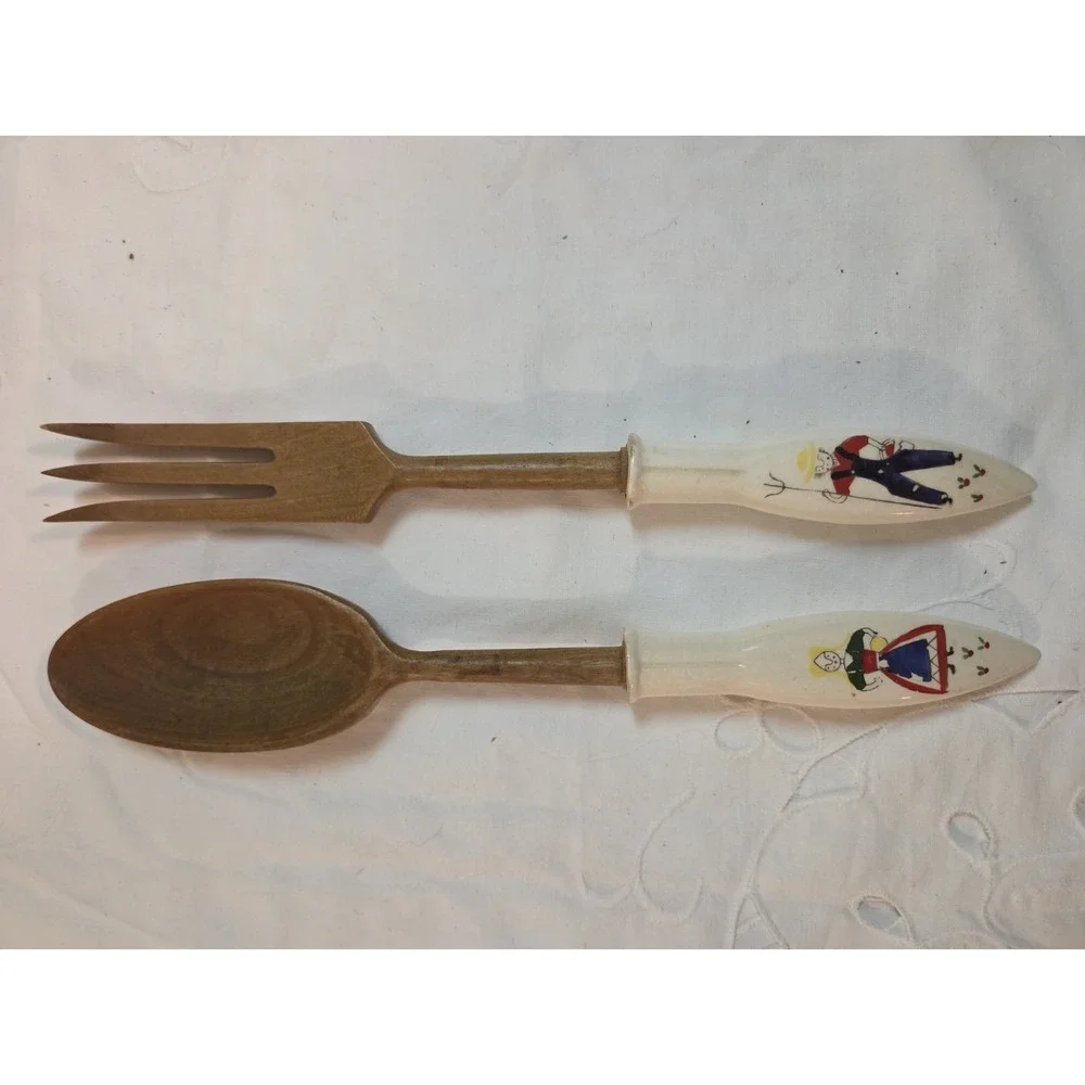 Vintage Ceramic Handle Salad Set Made In Japan